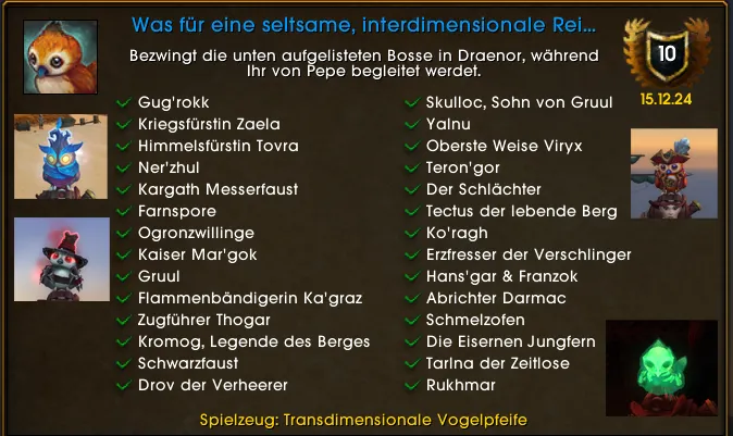 Guide zu „Was für eine seltsame, interdimensionale Reise“ in WoW. Erfahre, wie du Pepe findest und welche Bosse du besiegen musst.